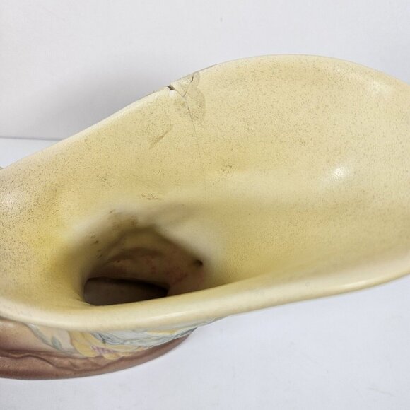 Vintage Hull Art Pottery MCM Magnolia Double Cornucopia Vase Pink & Yellow 6-12 - Picture 6 of 9